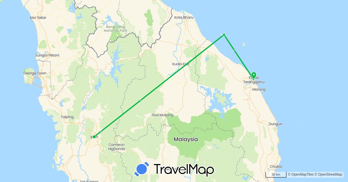 TravelMap itinerary: driving, bus in Malaysia (Asia)